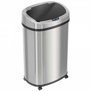 SensorCan 13 Gallon Stainless Steel Touchless Trash Can with AbsorbX Odor Filter and Removable Wheels