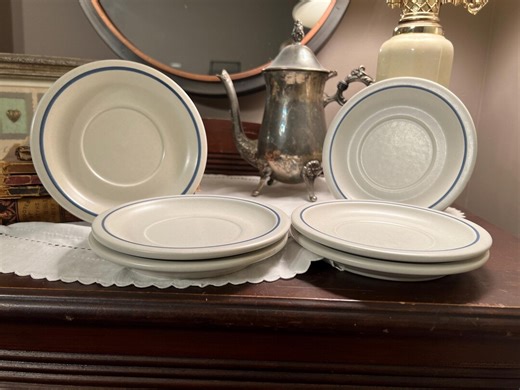 Set of 6 Pfaltzgraff Saucers, Pattern Yorktown, Blue and White - Etsy