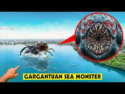 DRONE catches GARGANTUAN SEA MONSTER in REAL LIFE!! (HAND SEA MONSTER MOVIE!)