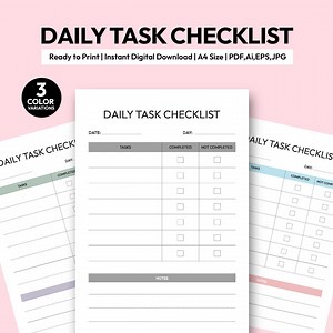 Daily Task Checklist Printable A4, Daily Planner, to Do List Planner PDF, Minimal Task Tracker, Daily Task Planner, Digital Download - Etsy Canada