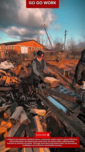 Firewood Splitting Machine Processing Logs for Heating