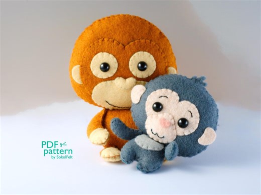 Punch the Monkey and Orangutan Felt Sewing Pattern: DIY Plush Monkey Toy (PDF & SVG) - Etsy Canada
