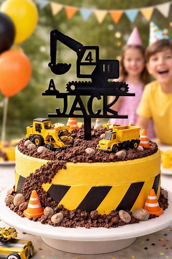 Excavator Digger Cake Topper Construction Birthday Party Decoration Vehicle Themed Dessert Centerpiece - Etsy