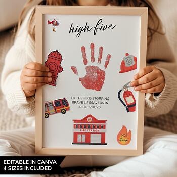 Fire Safety Week Craft Community Helper Handprint Thank You Firefighter Toddler