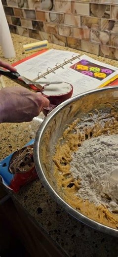 a gal making peanut butter chocolate chip cookies