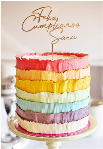 🔴Cómo decorar una tarta con ondas de buttercream multicolor 👉Te traemos un vídeo-tutorial donde te enseñamos a preparar esta preciosa tarta de ondas. 🥰 ✔️Ingredientes tarta 20 cm: ‼️Se emplean unos 650 g de buttercream en la cobertura base/recogemigas sin teñir y unos 2100 g para las bandas coloreadas, 300 g por color. • 950 g de mantequilla ablandada • 1800 g de azúcar glas • 50 g de leche entera o nata • Colorante rosa • Colorante naranja • Colorante amarillo • Colorante verde • Colorante a