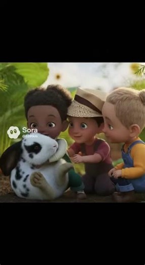 #farmyardadventure Friends: Kids and the Golden-Tan Rabbit#animalfriendship #cuteanimals #ai