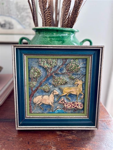 Framed Antique Persian Hand-painted Tile - Etsy