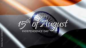 15th of august Independence Day of indian 2023 with text, letters animation footage clip. 4k