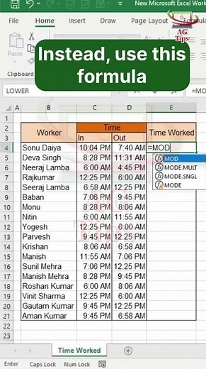 How to Calculate Hours Worked in Excel! 📊 #shorts #excel