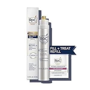 RoC Derm Correxion REFILL CARTRIDGE for Fill + Treat Advanced Retinol Serum, Wrinkle Filler Treatment with Hyaluronic Acid (15ml) with Retinol Packette (Packaging May Vary)