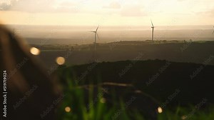 windmill wind turbine farm electricity generation, natural eco friendly sustainable landscape