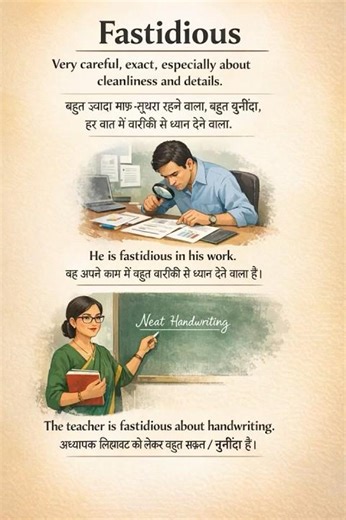 FASTIDIOUS – Meaning, Hindi Explanation & Example Sentences #shorts #learnenglish #howto