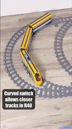 TrixBrix Left/Right Curved Switch R40 | Custom Made LEGO Compatible Train Track | 3D Printed