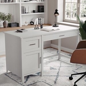 Martha Stewart Shaker Style Wood Home Office Desk with Storage Cabinet and 2 Drawers - Bed Bath & Beyond - 38389205