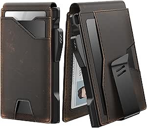 Amazon.com: typecase Tactical Wallet for Men Card Holder: Pop Up Card Case, Full Grain Leather, Smart, RFID Blocking, Slim, Minimalist, Thin, Front Pocket - 10 Card Slots, ID Window, Money Clip (Burnished Black) : Clothing, Shoes & Jewelry