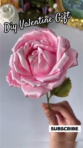 ✨ DIY Ribbon Rose🌹|Valentine Gift Idea #diy #handmade #rose #valentinesday #aesthetic #craft #cbum