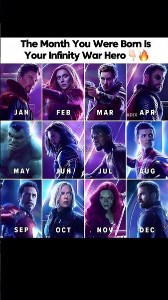 Your birth month=Your Infinity War partner ⚔️ #marvel #avengers #thor #ironman #spiderman #hollywood