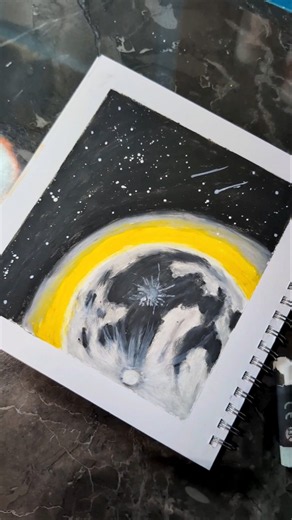 Easy Moon Drawing For Beginners 💖🌕 Scenery Drawing #art #painting #drawing #shorts #moon