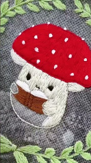 DIY Mushroom 🍄 Hand Embroidery Tutorial For Beginners #embroidery #shorts #viral