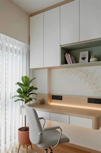 Modern Home Office Design | Floating Desk & Minimal Study Nook