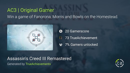 AC3 | Original Gamer achievement in AC III Remastered