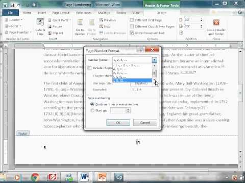 Microsoft Word Page Numbering