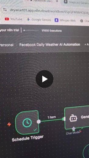 This automation workflow showcases a seamless integration of AI and real-time data to streamline social media management. By using a Schedule Trigger, the system initiates a multi-step process:… | Dryan Art F.