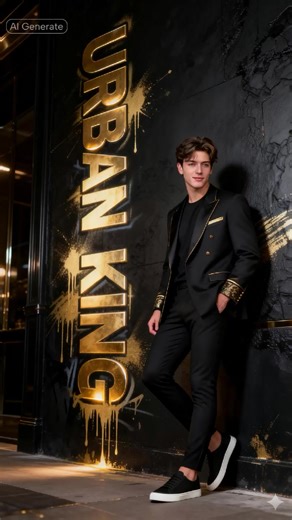 Turn your photo into a cinematic luxury street portrait. The “Urban King” black and gold aesthetic is trending across USA and Europe, perfect for premium edits, personal branding content, and high-end visual storytelling. Works beautifully for both male and female portraits. #CapCut #urbanking #luxurystyle #viraledit #photoedit