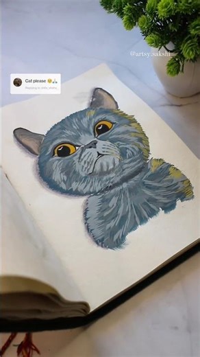 Painting a Cat with Gouache ✨😻 | Satisfying Pet Portrait Art | YouTube Shorts