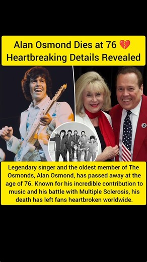 Shocking! Alan Osmond Dies at 76 😢 Fans Heartbroken #shorts