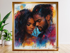 Black Love Art: Mixed Media Couple Painting (digital Download) - Etsy Canada