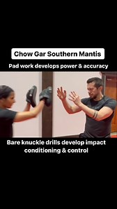 8.1K views · 85 reactions | Southern Praying Mantis Kung Fu is a great bare knuckle combat art. Drills like these prepare the body for combat contact. #chowgar #chowgartonglong #southernprayingmantiskungfu #kungfu #gungfu #martialarts #bareknuckle #training #combatarts #kungfu #padwork #padworkdrills | David Welther | Facebook