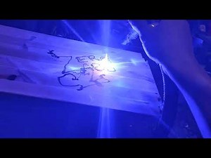 Burning wood with a handheld Nichia NUBM31T laser diode array (95W 450 nm)