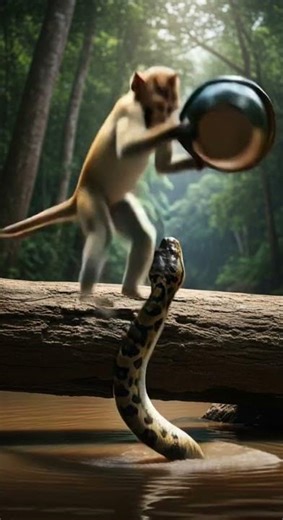 Can a monkey actually defend itself against a fierce predator attack