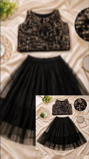 Black Net Skirt & Sequin Crop Top Stitching Tutorial ✨