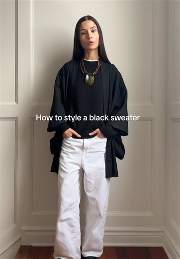 How to style a black sweater, the only thing I want to wear in the winter #howtostyle #outfitinspo #outfitideas #stylingtips