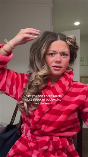 i’m actually so surprised this worked 🤭🤭🤭 me, a pack of bobby pins, and my @Shark Beauty against the world! #hair #blowout #pincurls