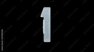 Ice and snow font numbers on transparent background