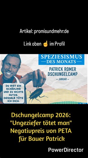 Promis und mehr on Instagram: ""Primitiv und beschämend": „Speziesismus des Monats“ für Patrick Romers Lust am Töten im Dschungelcamp Auch Kritik an RTL: "Mit welchem Recht nimmt sich RTL heraus, Tiertötungen für ein belangloses Spiel zuzulassen?" Eine weitere dunkle Seite des Dschungelcamps benennt jetzt die Tierrechtsorganisation "PETA Deutschland e.V." in ihrem folgenden Statement: #ibes #dschungelcamp #patrickromer #tierschutz #ichbineinstarholtmichhierraus @petadeutschland https://www.promi