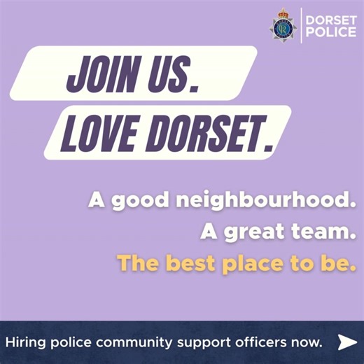 From investigating a crime and supporting witnesses, to taking in the sea air through some quay fitness, living and working in Dorset means you can do both. By becoming a police community support officer, you can join a great team in a good neighbourhood and help us continue to make Dorset a safe county for everyone. We are recruiting now for Bournemouth, Ferndown, Poole and Weymouth Police Stations. Learn more about the role, eligibility and how to apply below. Join us. Love Dorset. https://rec