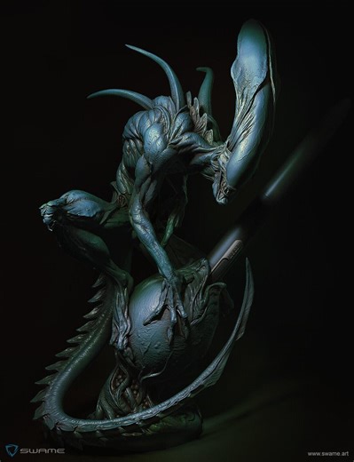 Alien vs Predator Diorama STL Model: Sci-Fi Miniature (Digital Download)