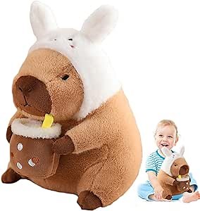 12" Capybara Plush Toy Pillow, Cute Bunny Capybara Stuffed Animal, Soft Plushies Doll for Girls Boys Kids, Kawaii Hugging Toy Birthday Decorations Gifts Toys
