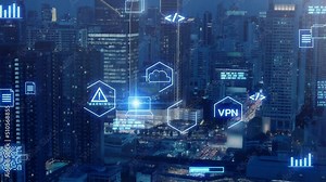 Future digital world cyber city smart city and IoT technology online internet cyber security modern internet of thing cloud data safe network communication data, business city building background