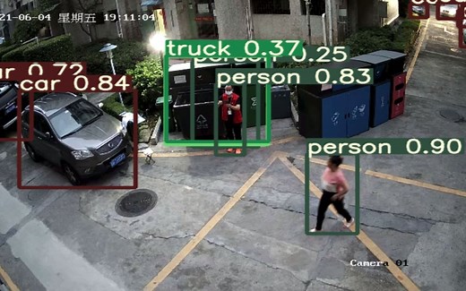 摄像头监控视频实时识别目标检测演示