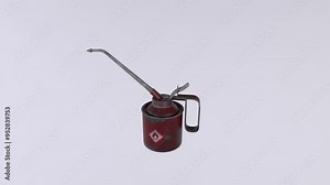 Oil can demonstration on maintenance techniques in a workshop