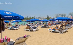 【4K 海滩】 Beach Walk Tours - Fig Tree Bay Beach Cyprus Protaras 4K WALK Cypru