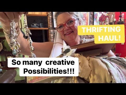 Thrifting haul! Just look at all the WONDERFUL POSSIBILITIES I found! So many TREASURES! Hyper 😜☺️🤗!