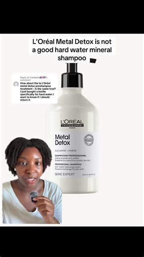 Replying to @Caribeña🇵🇷🇩🇴 Water hardness is determined by the concentration of magnesium and calcium in water ONLY. None of the products in the L’Oréal metal detox range were formulated to remove magnesium and calcium deposits from hair. They remove metals like copper and iron ONLY. Read this fantastic description page from zennkai: https://zennkai.com/pages/metal-detox-hair
