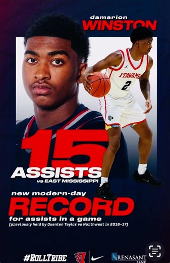 Damarion Winston Has Set The New Modern-Day Program Record for Assists in a 01/08/26